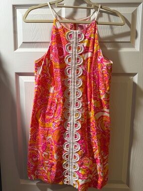 Lilly Pulitzer Pink and Orange Paisley Halter Dress
